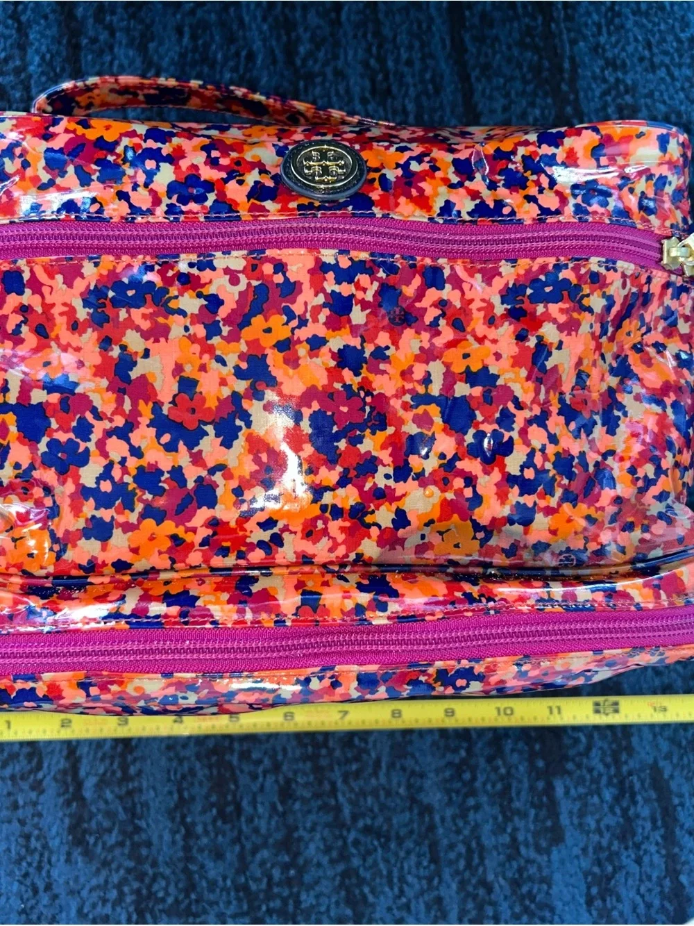 Tory Burch Large Travel Make Up Cosmetic Bag Double Zipper 14